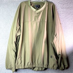 Footjoy Mens Golf Pullover Windbreaker Size XXL Green Long Sleeve Vneck